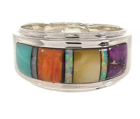 Multicolor Sterling Silver Southwestern Ring Size 5-3/4 PS58204